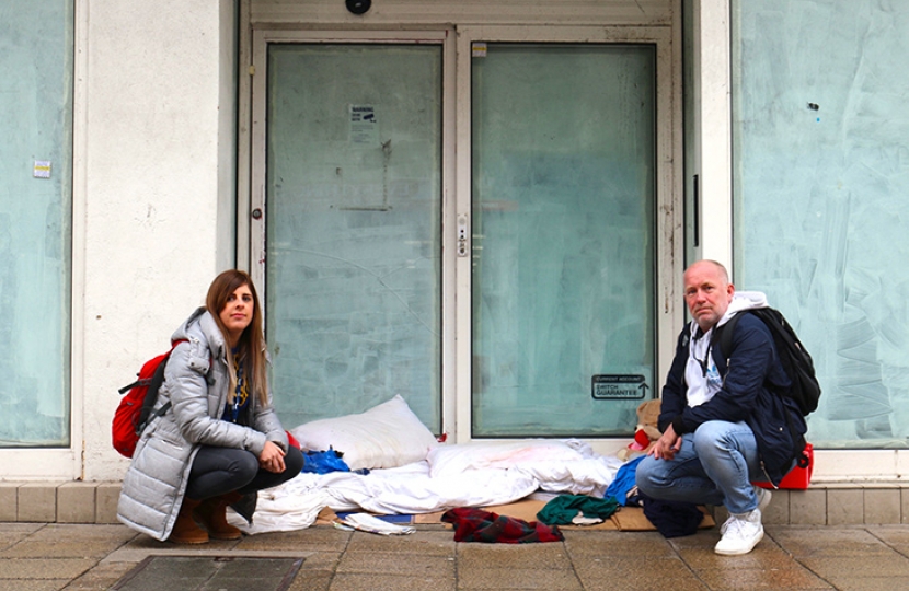 Photo: Outreach Workers Georgina Baumann and Carl Sutherland in Worthing